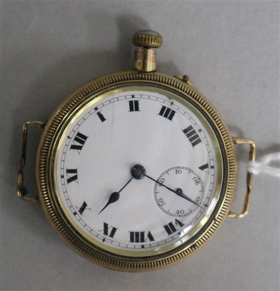 A gentlemans 1920s 9ct gold Borgel cased manual wind wrist watch.